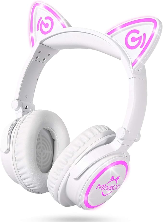 The white best cat ear headphones with Bluetooth connectivity..