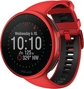 This Polar Vantage V2 smart watch color was red and it has smart watch with lifetime warranty